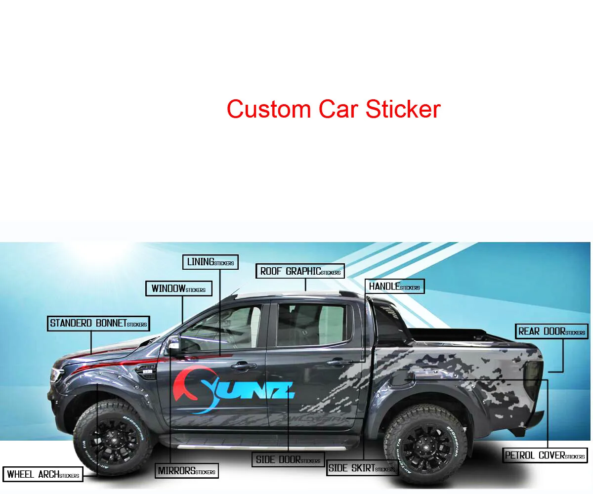 Рваные задние боковые графические виниловые наклейки для Ford F150 RAPTOR 2009 2010 2011 2013