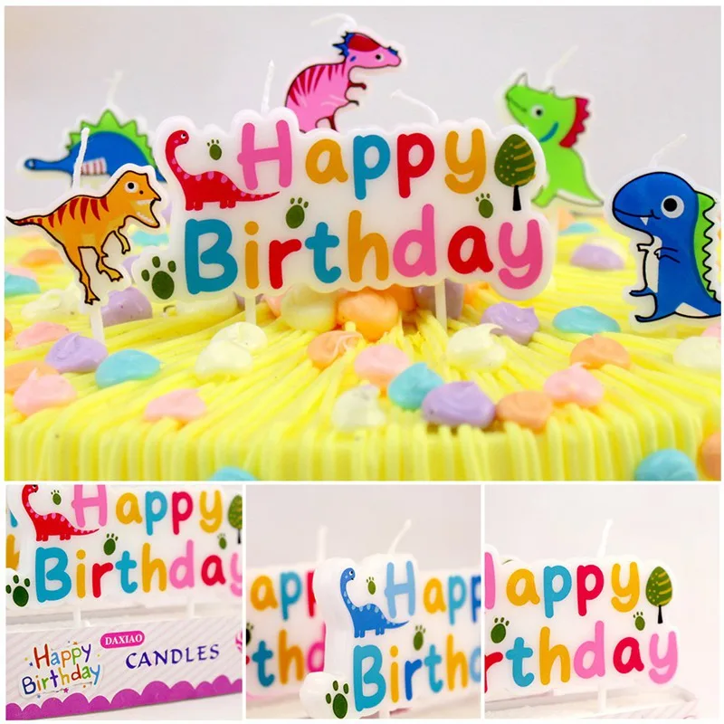 Милые Мультяшные свечи для торта на день рождения, декоративные свечи для торта динозавра для детского дня рождения