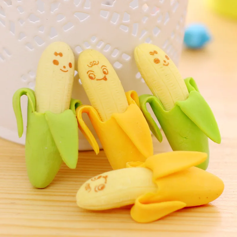 50 Pcs/Lot Mini Banana Rubber Eraser Pen Pencil Erasing Tools Novelty