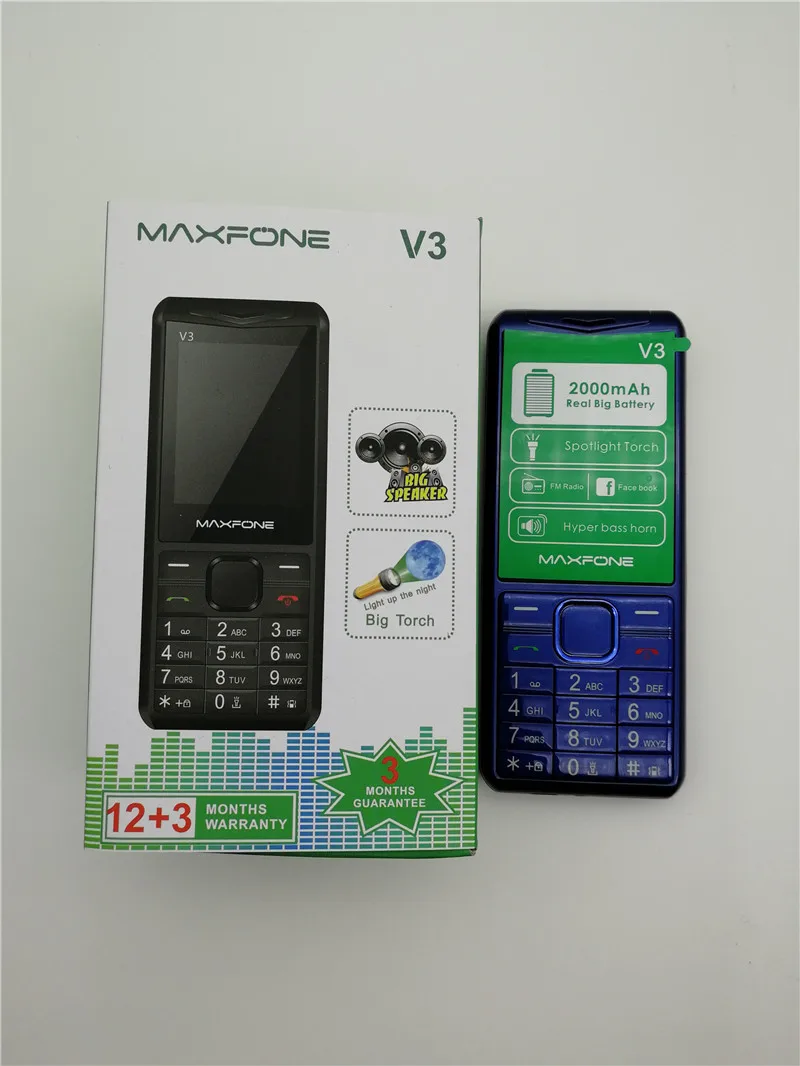 Кнопочный мобильный телефон, 1,77 дюймов, 2000 мА/ч, две sim-камеры, Bluetooth, большой динамик-фонарик, fm-радио, сотовый телефон для пожилых людей, Maxfone V3