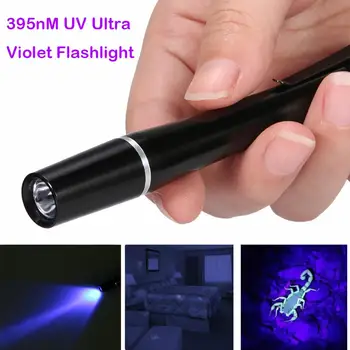 

Pen UV Ultra LED flashlight clip pocket purple waterproof light AAA battery power wholesale #4JY25
