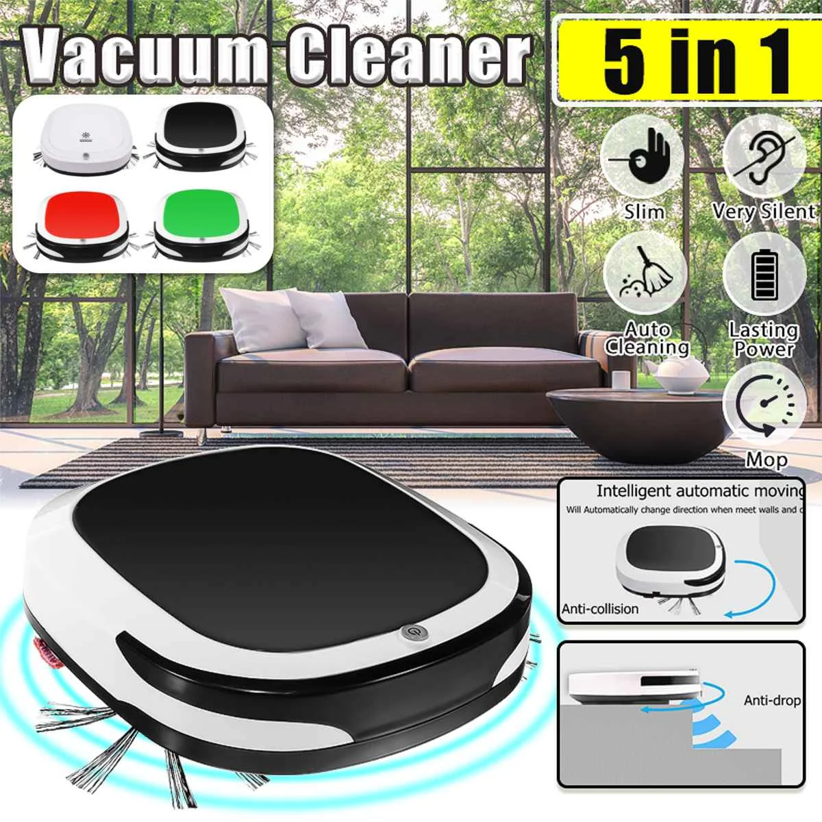 3 in1 220V Smart Robot Automatic Vacuum Cleaner Dry Wet Sweeping Cordless Auto Dust Sweeper Machine Anti-drop for Home Cleaning