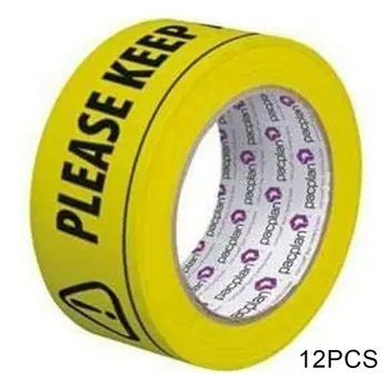 

12pcs PVC Self-adhesive Floor Warning Tape Marker Isolation Reminder Social Distance for Keeping Social Distance Decoration