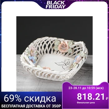 

Candy bowl "Favorite", colored modeling, weaving, flowers, 6.5 cm