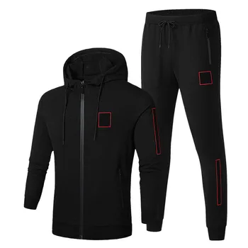 

Men's Tracksuit Fashion Sets New Autumn Hoodies Two Piece Zipper Sweatshirt+Pants Male Sportswear Suit Asian Size L-5XL