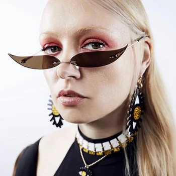 

2020 New Fashion Luxury Brand Sunglasses For Women Alloy Chic Beard Sun Glasses Men Vintage Rimless Small Shades Hip Hop Eyewear