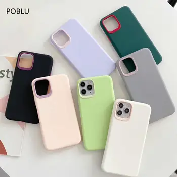

POBLU Phone Case For iphone 11PRO Max Solid Color Silicone Couples Cute Candy Color Soft Simple For Iphone XS Max XR 6s 7 8 Plus