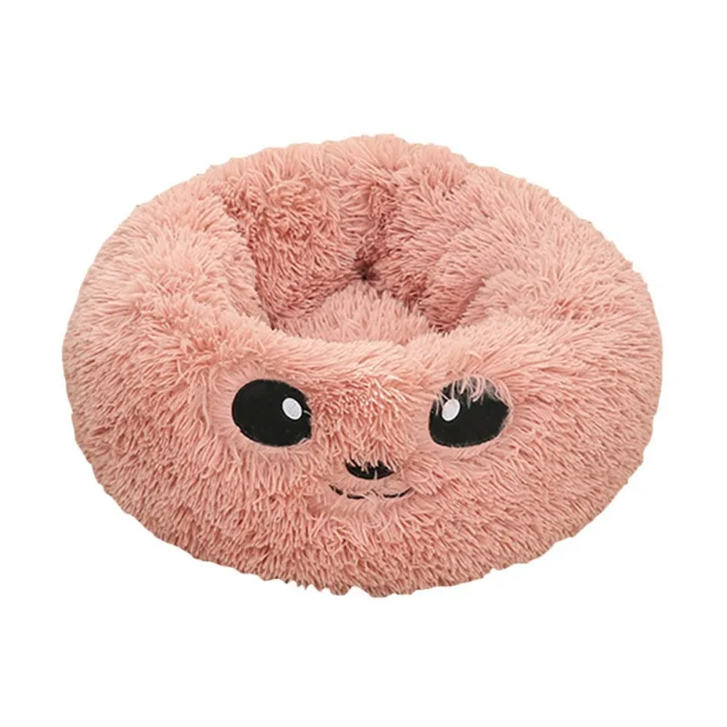 pink Кровать для домашних животных, супер мягкий питомник для собак, круглая кошка, зимний теплый спальный коврик, длинная плюшевая подушка для щенка, коврик, переносные товары для домашних животных, товары для кошек - Цвет: pink