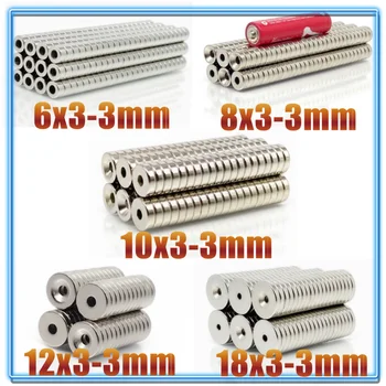 

10~200Pcs 6x3 8x3 10x3 12x3 18x3 Hole 3 N35 NdFeB Countersunk Round Magnet Super Powerful Strong Permanent Magnetic imane Disc