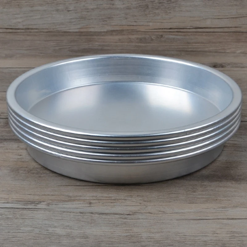 Quality 8 Inch 2.5 Cm Outdoor Aluminum Plate Dinner Plate Cookware Tableware Baking Tray Pizza Plate Dish Barbecue Plate 5Pcs