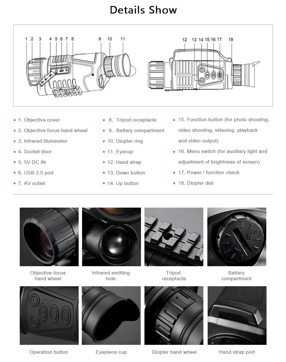 5X40 Infrared Hunting Night Vision Monocular Goggles Scope Digital Binoculars 200M range Wildlife Night Vision Optics