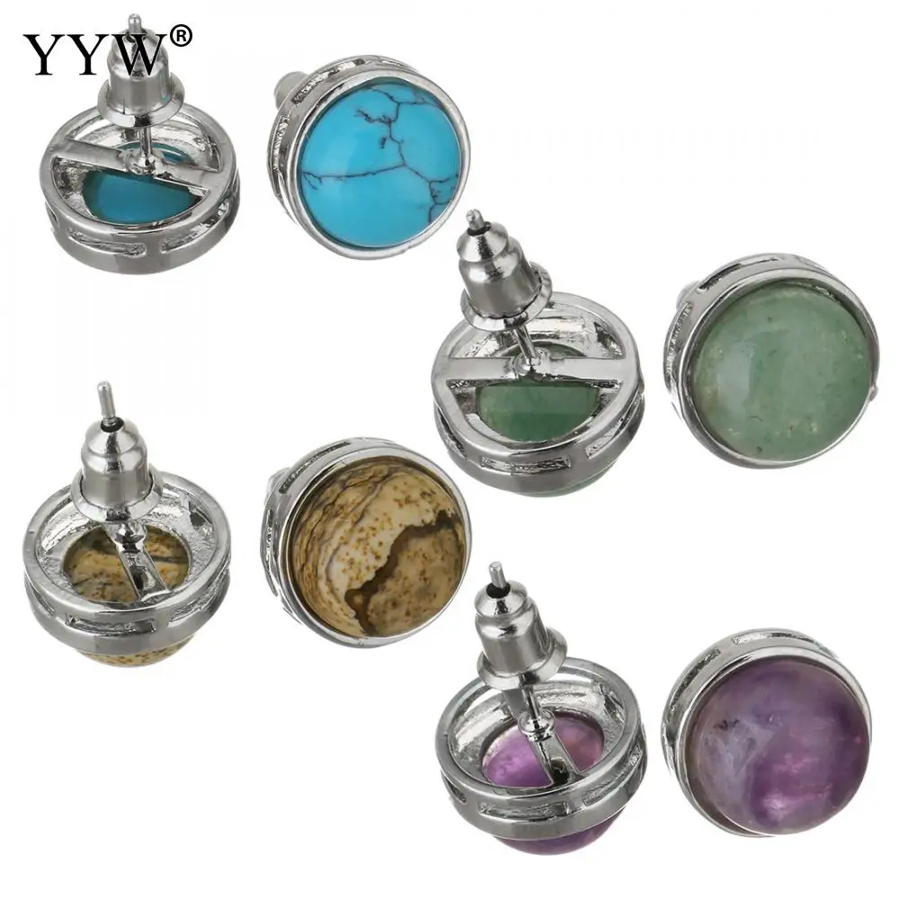 

Natural Stone Earring Womens 2019 Fashion Jewelry Earing Silver Color Female Stud Earrings With Tiger/Agates Statement jewelery