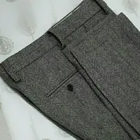 Men Tweed Pants Gentleman Suit Casual Striped Pant Man Trousers Knight Trousers Grey Black Coffe Long Men's Pants for Male 1