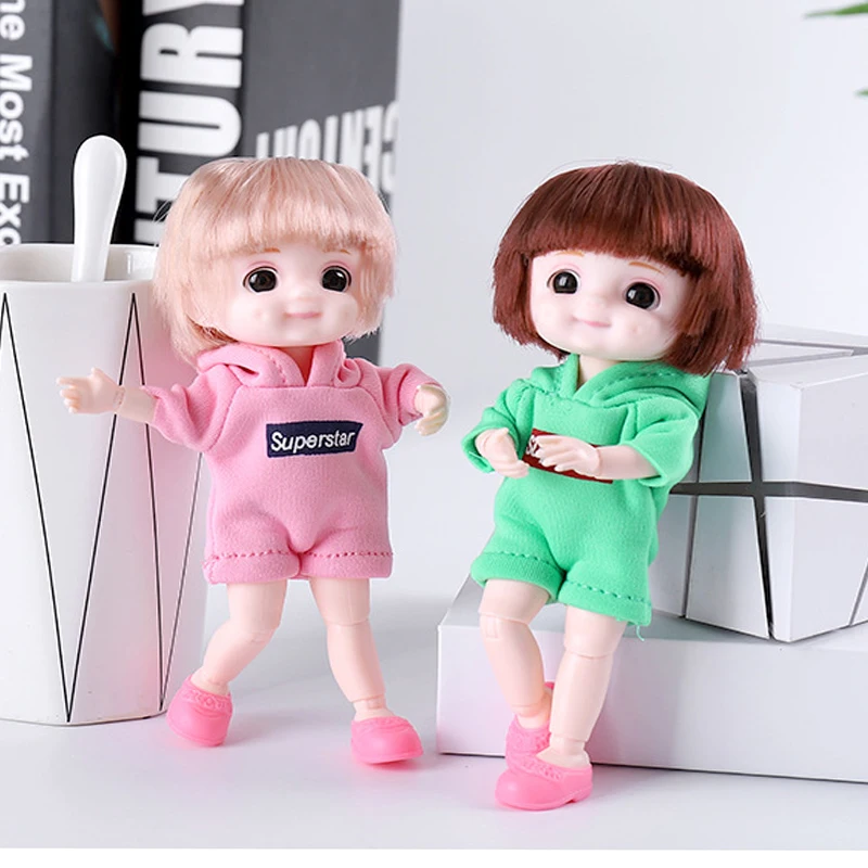 

16cm Dimple Girl BJD Doll 13 Moveable Joint Dolls Cute Face 3D Eyes BJD Toy Little Girl Sport Dress Make Up Toy Girls Gift Dolls