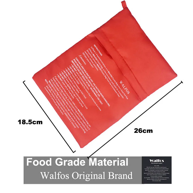 Microwave Cooking Bags WALFOS 5/10PCS Washable For Oven Quick Steam Pocket In 4 Minutes Easy Cooking