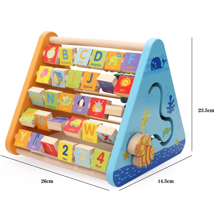 

Children'S Educational Toy Wooden Early Education Five Surface xue xi jia Toy Pinyin with Numbers Turning Plate Matching Calcula