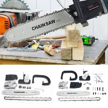 

11.5 Inch Chainsaw Bracket Electric Angle Grinder to Chainsaw Converter Chain Saw Woodworking Power Tool Set