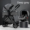 3 in 1 Baby Stroller Royal Luxury Leather Aluminum Frame High Landscape Folding Kinderwagen Pram with Gifts Baby Carriage ► Photo 3/6