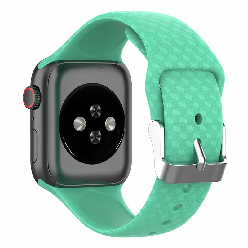 3D Texture Strap for Apple watch band 4 44mm 40mm iwatch band 38mm 42mm Sport Silicone watchband bracelet Apple watch 5 4 3 2 44 - Цвет ремешка: green