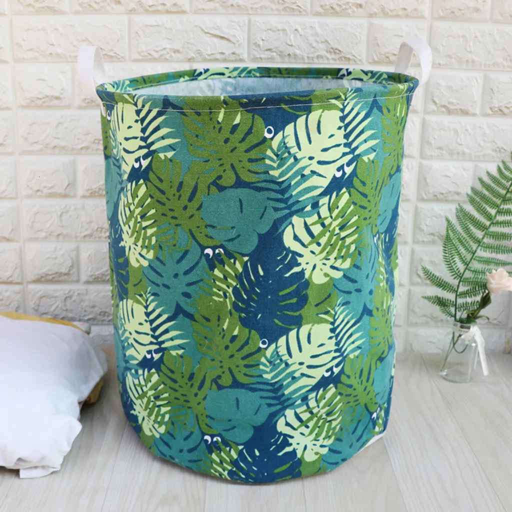 Foldable Laundry Basket Barrel Creative Kids Toys Organizer Canvas Storage Sundries Toy Folding Box Cotton Linen Waterproof