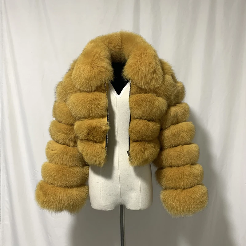 

rf1982C New Arrival Promotion Winter Woman's Real Fox Fur Coat Short Style Slim Fit Zipper Fashion Real Fur Jacket Woman