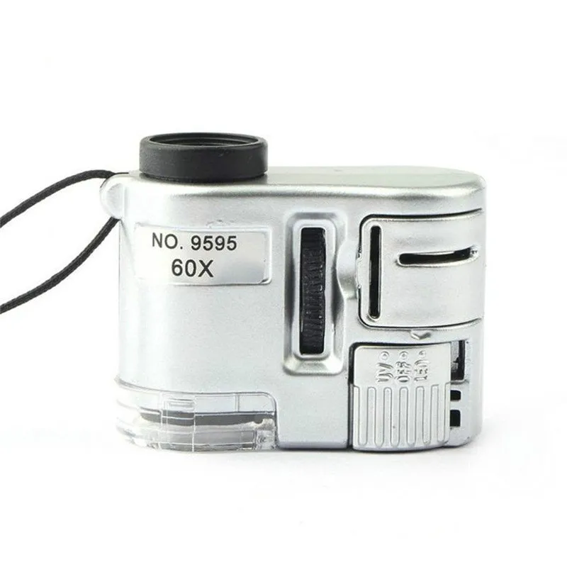 Mini 60x LED UV Light Pocket Microscope Jewelry Magnifier Loupe Portable Handheld Magnifying Glass Currency Detector magnifying glass,jewelry magnifier,jewelry magnifying glass