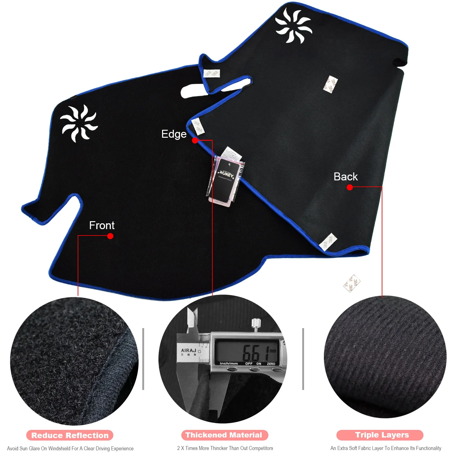 Xukey Dashboard Cover Dash Mat Dashmat для Toyota CHR C HR 2016 2017 2018 2019 Blue Edge Board Pad Sun Shade Carpet| |