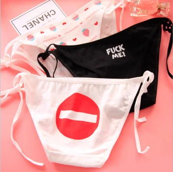 

sexy women's Panties Letter Patterned cotton Briefs ladies tie low waist cotton Underwear Lingerie Tanga women's underpants