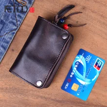 AETOO, винтажный кошелек для ключей из натуральной кожи, женский брелок, чехлы на молнии, чехол для ключей, сумка для мужчин, ключница, органайзер для ключей
