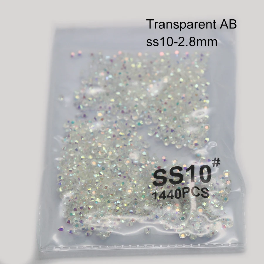 ss10 transparent AB 1440 шт стеклянные 3D Стразы для дизайна ногтей драгоценные камни для украшения ногтей хрустальные стразы AB Камни SS3-SS10 - Цвет: ss10 transparent AB