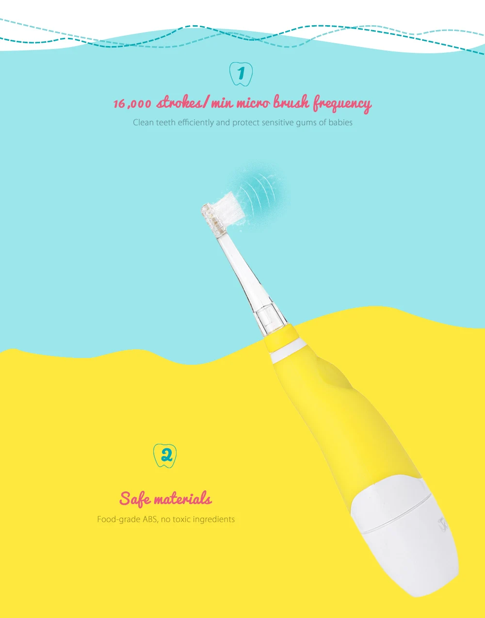 SEAGO EK1 Professional Sonic Electric Toothbrush Intelligent Vibration with LED Lights for Kids Baby