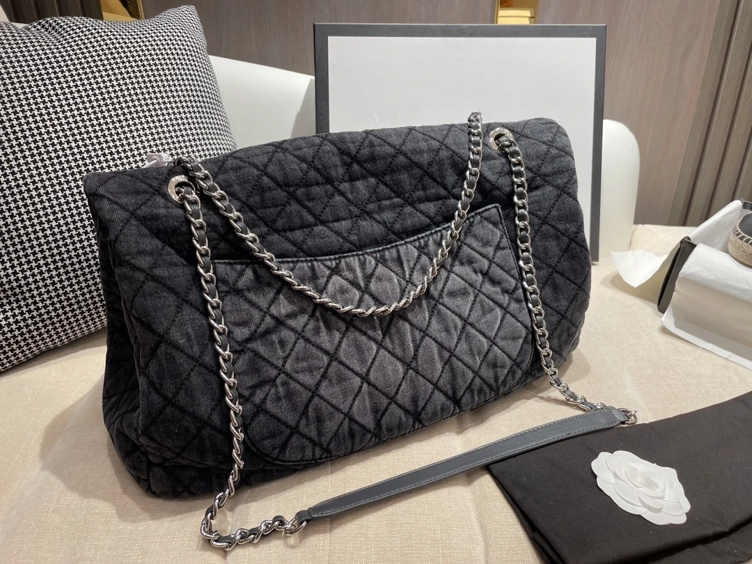 Роскошная дизайнерская женская джинсовая сумка для покупок на цепочке