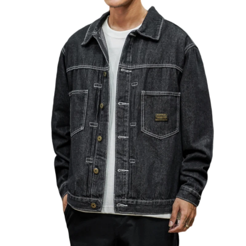 

New 2023 Japan Style Mens Jeans Jacket Black Denim Jackets Hip Pop Streetwear Cool Man Coat Big Size M-5XL Bomber for Male Boys