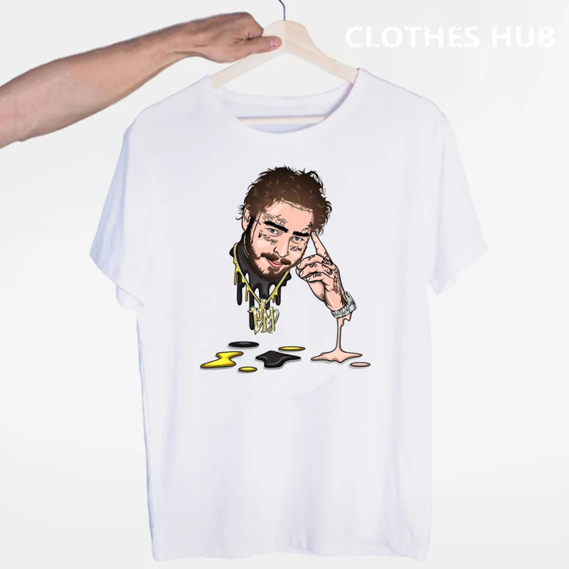 Post Malone Hip Hop T-shirt O-Neck Short Sleeves Summer Casual Fashion Unisex Men And Women Tshirt - Цвет: Синий
