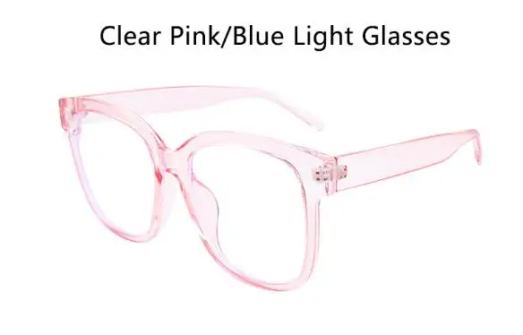 CLEAR PINK Новинка, большие квадратные очки, женские винтажные модные очки, очки без рецепта, оправа, анти-синий светильник, очки для мужчин - Цвет оправы: CLEAR PINK