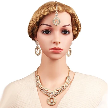 

Earring and Necklace Pendant Hairpin Wedding Jewelry Sets For Bridal Women Cubic Zircon Party Gift Fashion Wholesale Jewelry