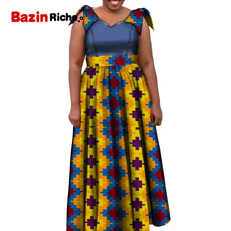 Африканские платья для женщин 2019 Анкара Длина Плюс Размер традиционная африканская одежда без рукавов бальное платье длинное женское