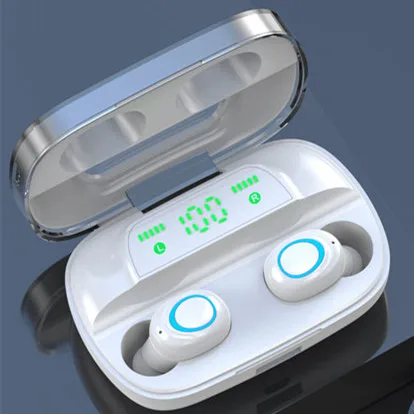 white TWS Blutooth 5,0 беспроводные наушники hifi bass стерео водонепроницаемые наушники с 2400 мАч Светодиодный дисплей питания - Цвет: white