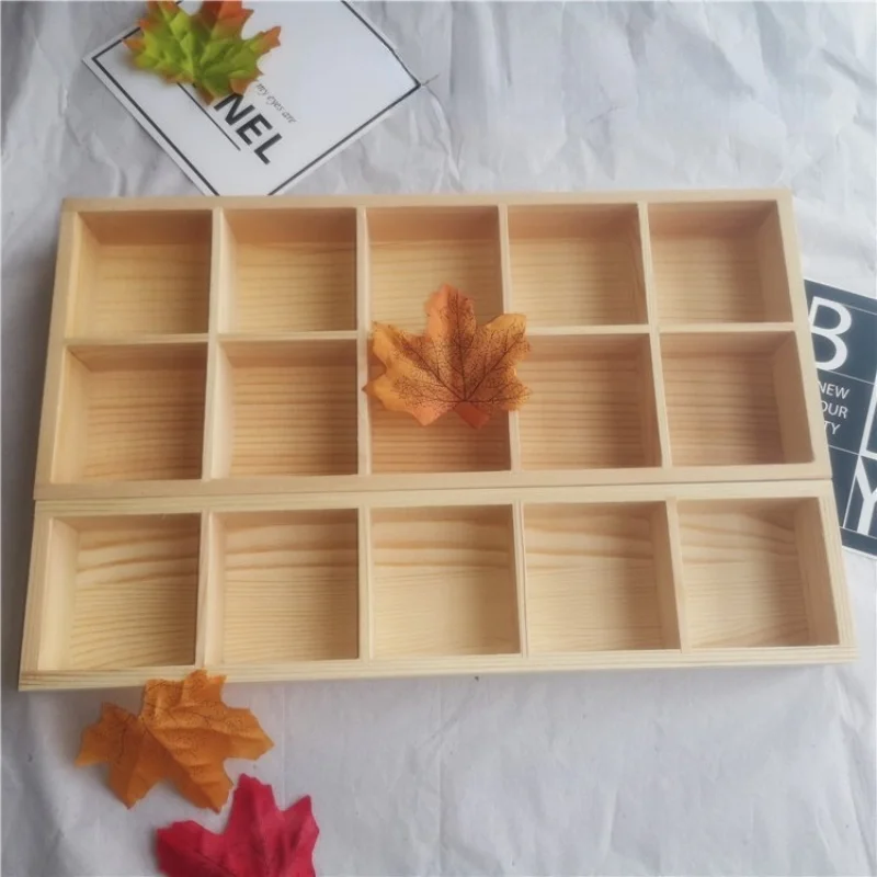 

Multi-grid Storage Box Fleshy Wooden Box Wooden Tray Ten-grid Wooden Box Wooden Box Organizer
