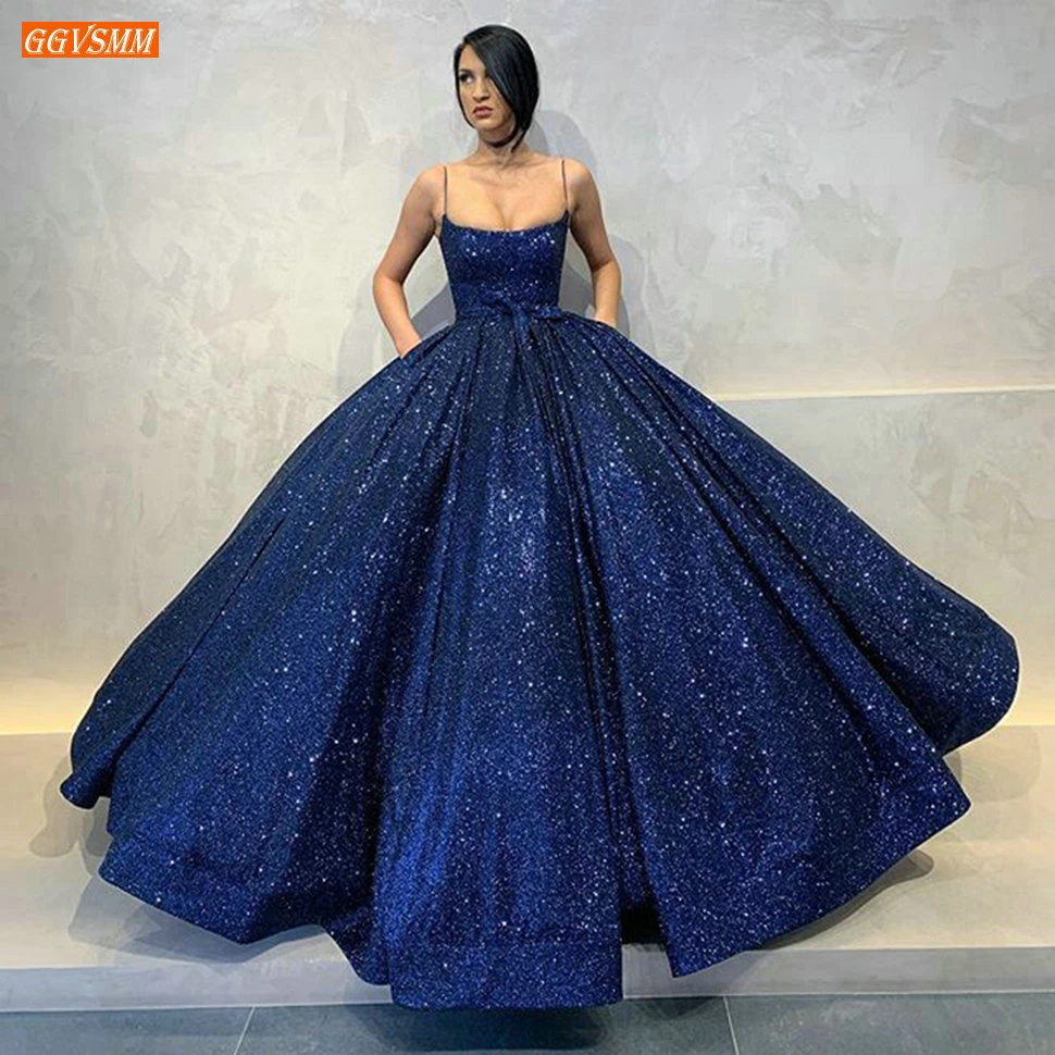 blue long evening gown