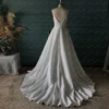 Mryarce Simple Elegant Jacquard Wedding Dress V Neck A Line Bridal Gowns With Pockets 6