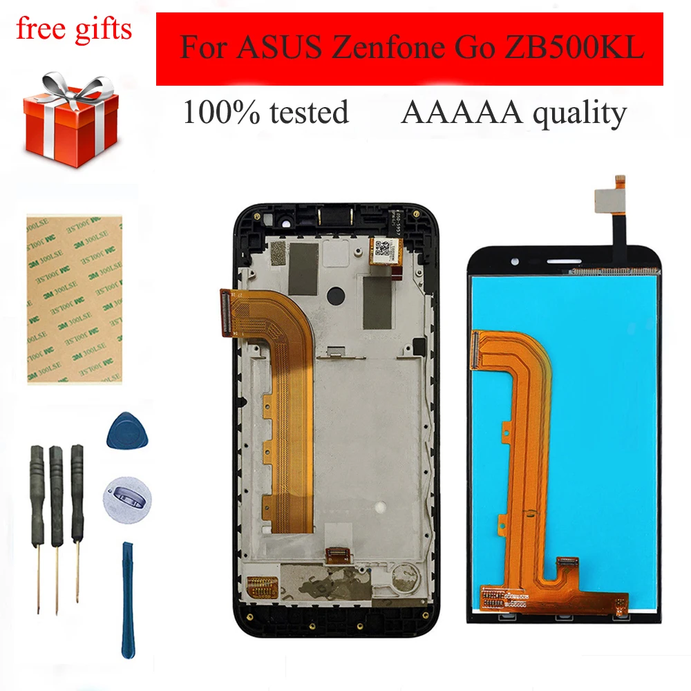 Kopen Voor ASUS Zenfone Gaan ZB500KL Lcd scherm X00AD Lcd scherm Touch Screen Digitizer Sensor Glass Panel Montage Frame