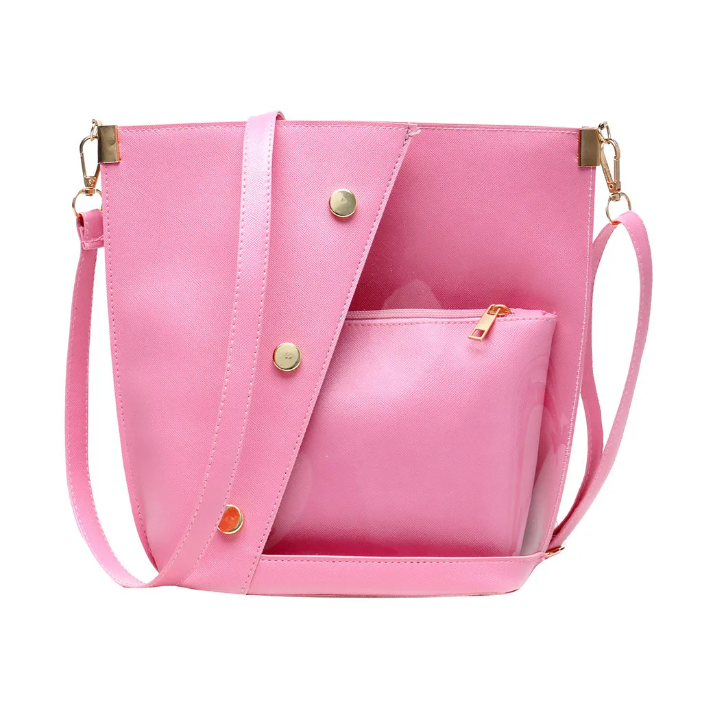 

Women's Fashion Handbag Rivet Diagonal Package Translucent Shoulder Bag Female Student Personality Crossbody Bag