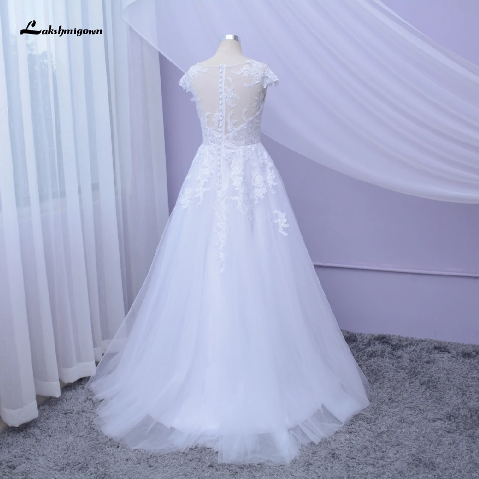 

Lakshmigown Beach Wedding Dress Plus Size 2020 Real Image Elegant Bridal Gown A Line Boho Mariage Wedding Dresses Cap Sleeves