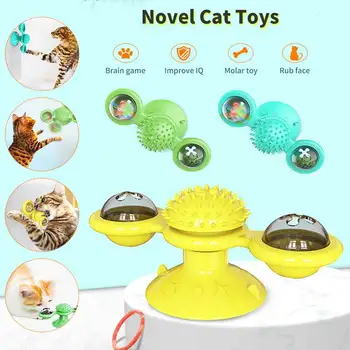 

Cat Interactive Toy Windmill with LED Flash Light, Teasing Pet Toy Scratching Tickle Cats Hair Brush Funny Entertainment Toy