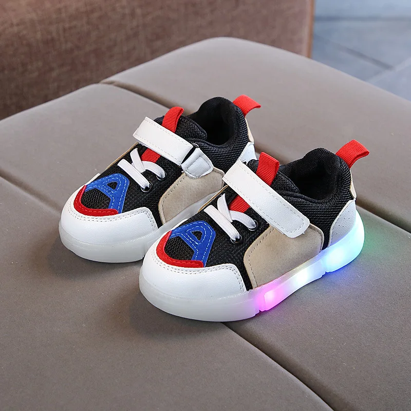 

LED lighted fashion kids sneakers cool baby infant tennis Lovely Hook&Loop cartoon design children casual shoes boys girls shoes