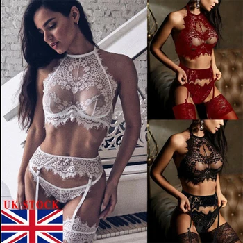 

Women Sexy Lingerie Set Lace Babydoll Open Bra Set G-String Underwear Nightwear Solid Bra & Brief Sets Women Sexy Garters