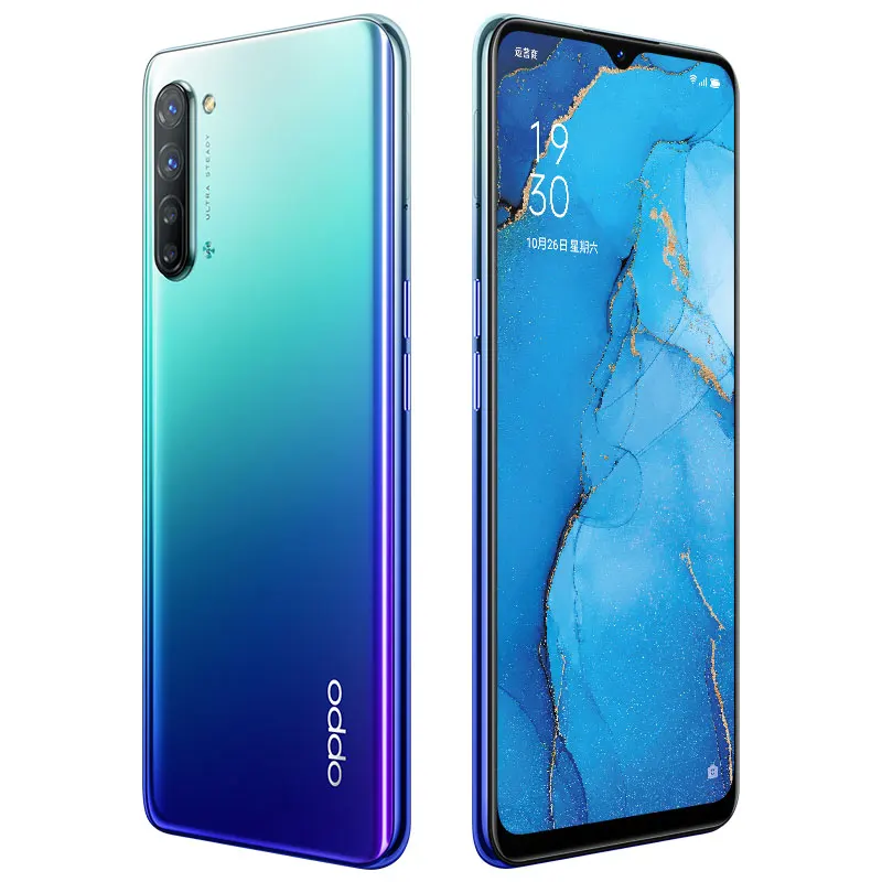 DHL Быстрая сотовый телефон Oppo Reno 3 5G MTK6873 6," 2400X1080 12 Гб ОЗУ 128 Гб ПЗУ МП 5 камер VOOC экран отпечатков пальцев