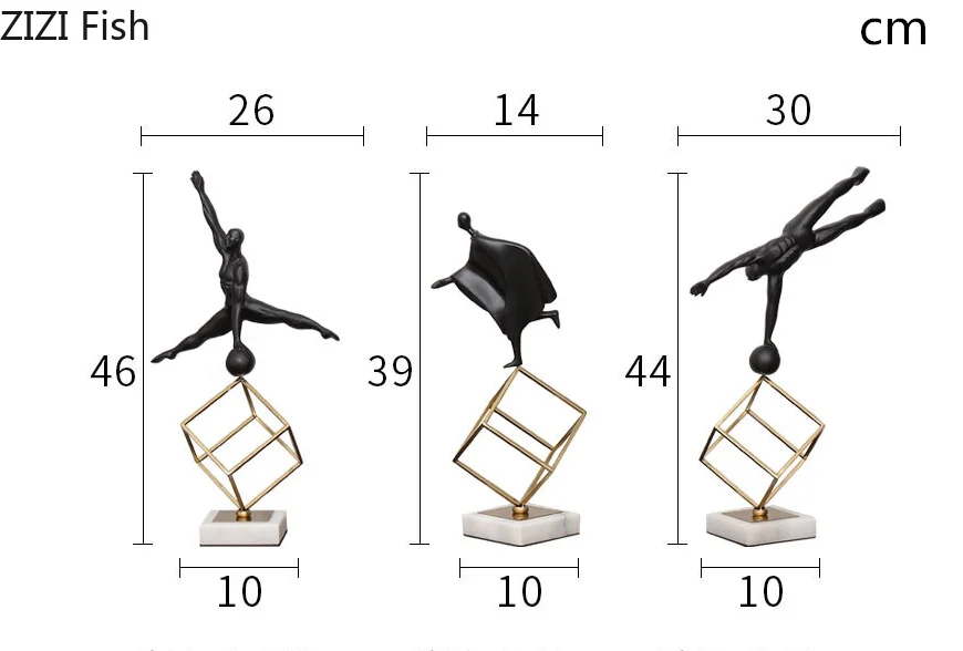 Скандинавские Творческие смолы золотые гимнастические персонажи ремесла украшения геометрические абстрактные современные гостиной декоративные статуэтки