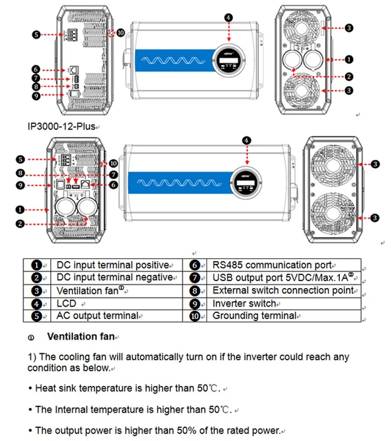 Inverter EPEVER IP3000-22 Plus - 3000W, 24VDC A 230VAC, Onda Sinusoidale Pura, Con Display LCD - Foto 6